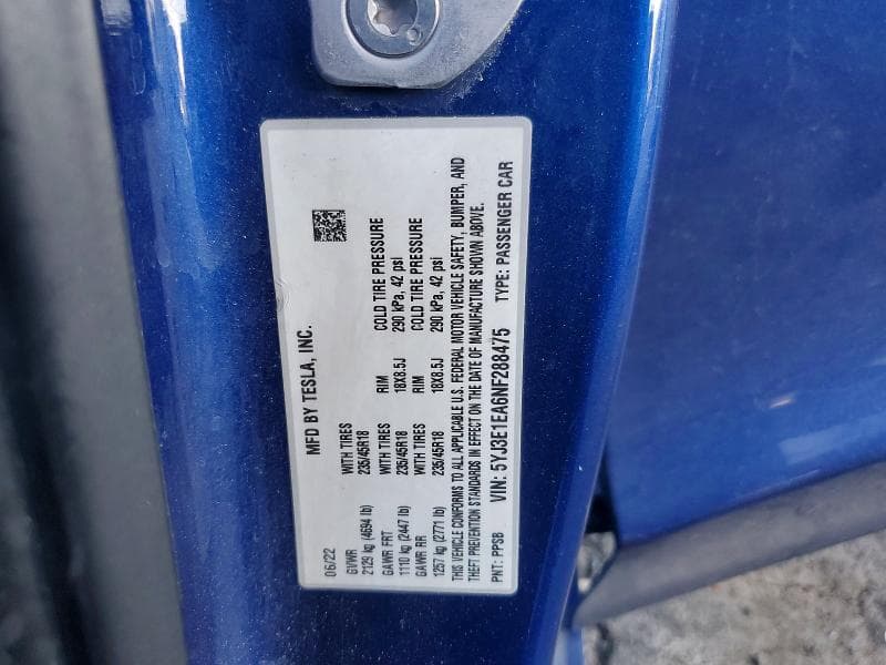2022 TESLA MODEL 3 12