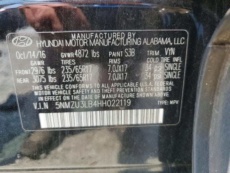 2017 HYUNDAI SANTA FE SPORT 2.4L 13