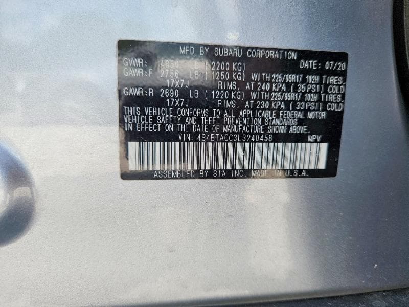 2020 SUBARU OUTBACK PREMIUM 14
