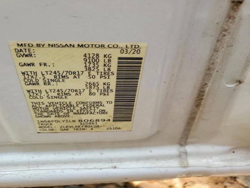 2020 NISSAN NV 2500 HD SV CARGO 2500 S 13