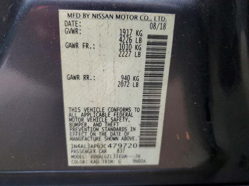 2018 NISSAN ALTIMA 2.5 S 12