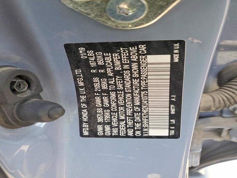 2019 HONDA CIVIC EX 12