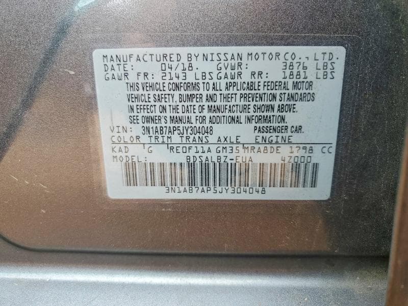 2018 NISSAN SENTRA S 12