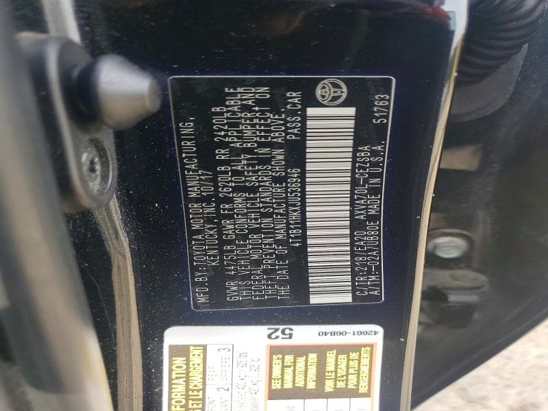 2018 TOYOTA CAMRY SE 12