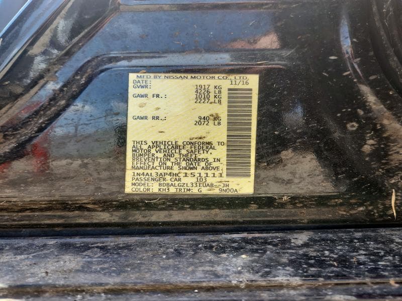 2017 NISSAN ALTIMA 2.5 S 12