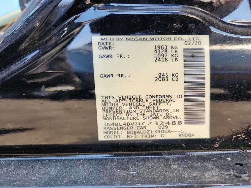 2020 NISSAN ALTIMA S 12
