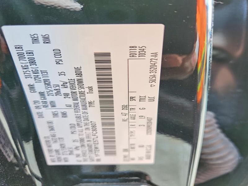 2020 FORD F150 SUPERCREW 12