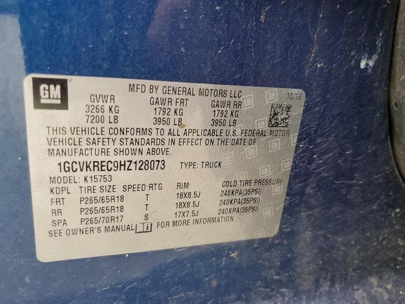 2017 CHEVROLET SILVERADO K1500 LT 12