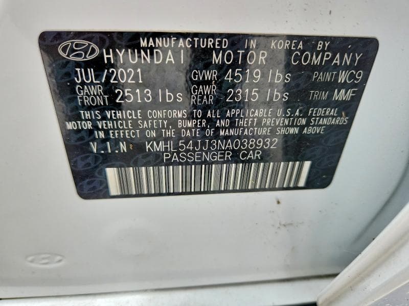 2022 HYUNDAI SONATA HYBRID LIMITED 13