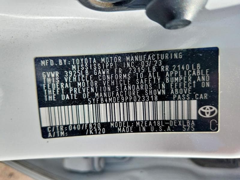 2023 TOYOTA COROLLA LE 13