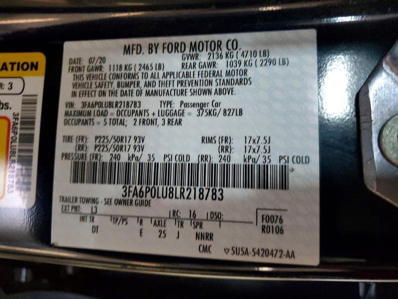 2020 FORD FUSION SE 12
