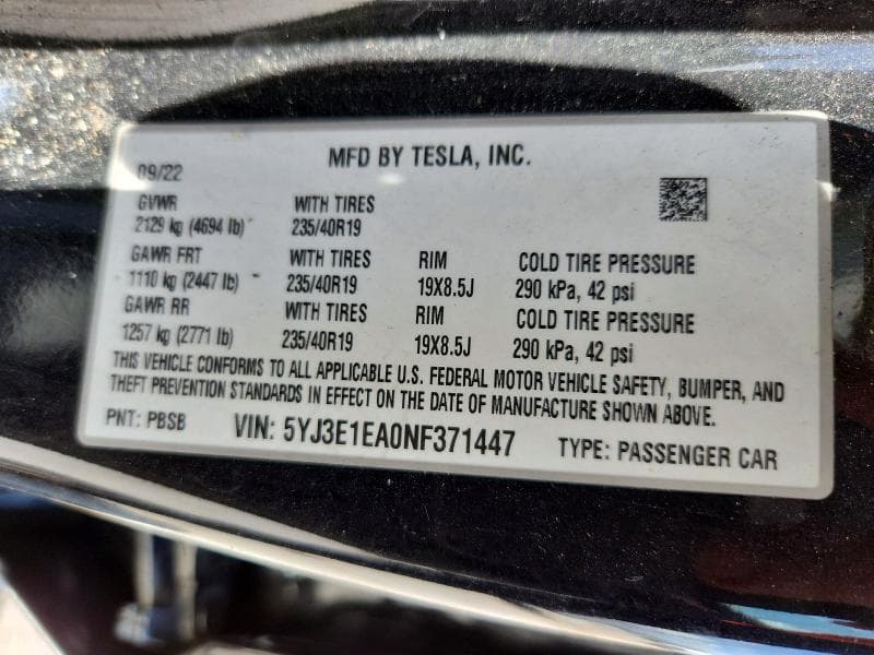 2022 TESLA MODEL 3 13