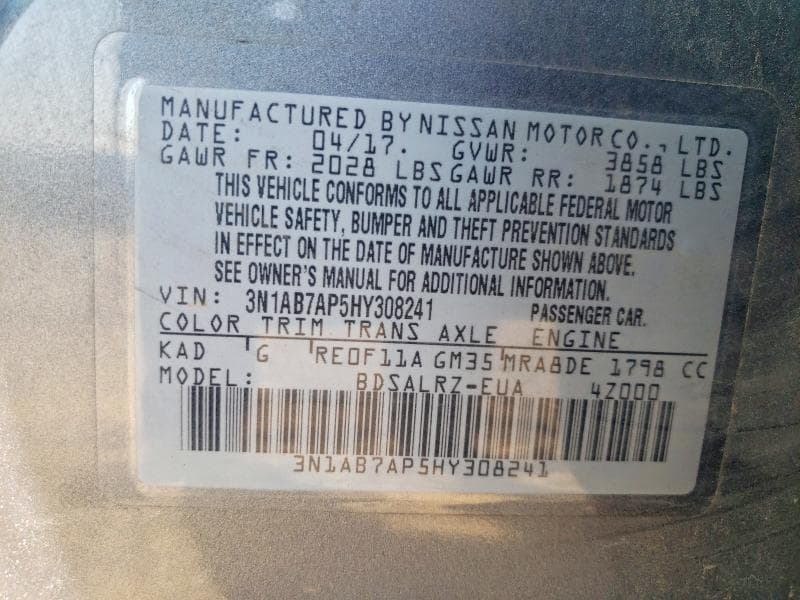 2017 NISSAN SENTRA SR 13