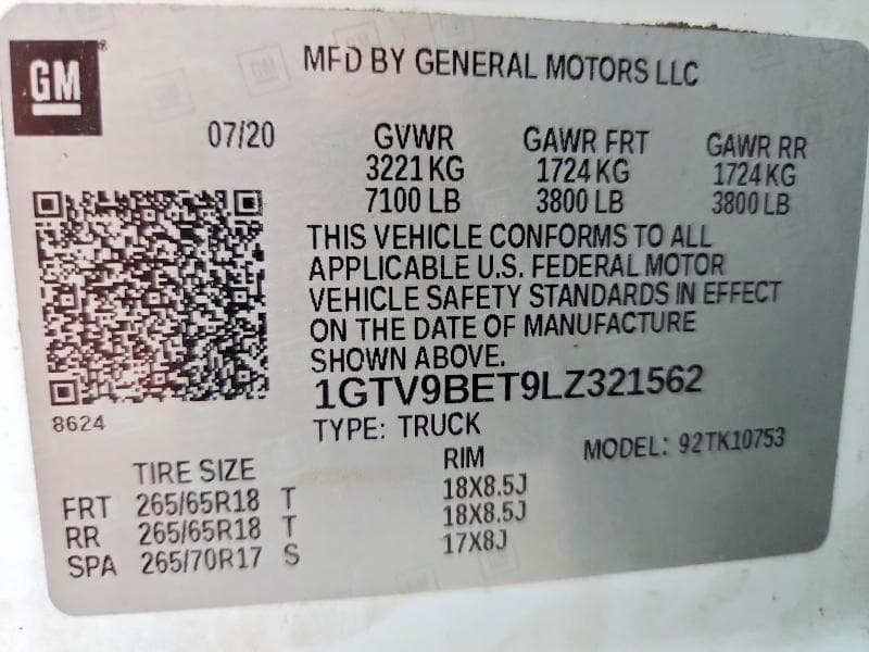 2020 GMC SIERRA K1500 SLE 12
