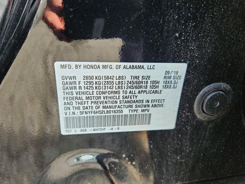 2020 HONDA PILOT EXL 14