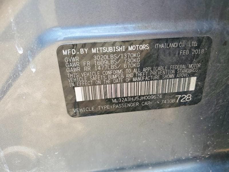 2018 MITSUBISHI MIRAGE ES 12