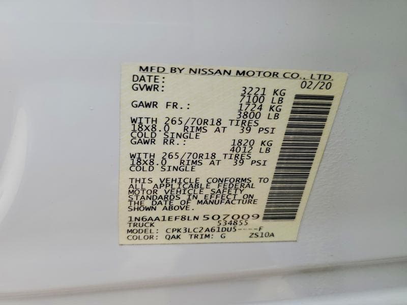 2020 NISSAN TITAN SV 12
