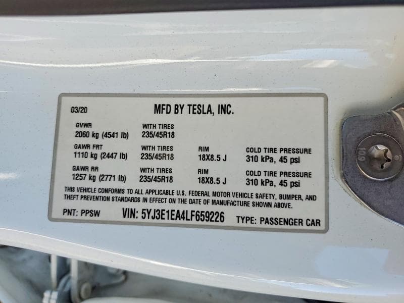 2020 TESLA MODEL 3 12