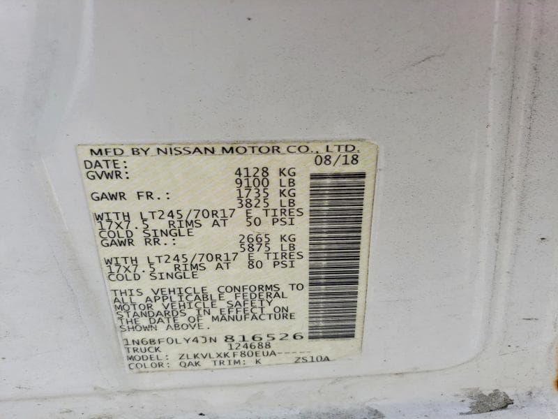 2018 NISSAN NV 2500 HD SV 14