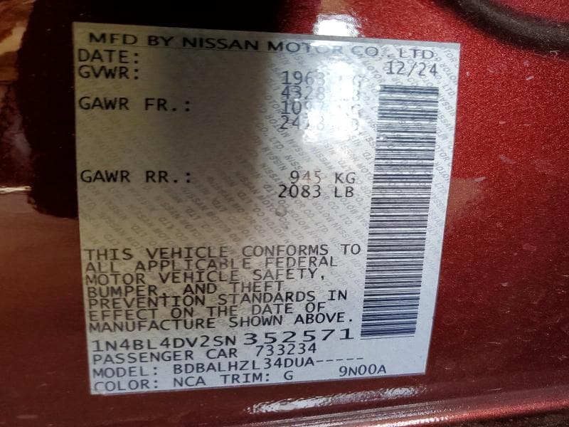 2025 NISSAN ALTIMA SV 12
