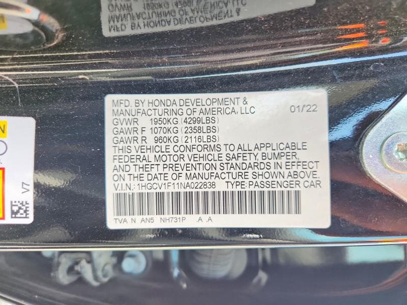 2022 HONDA ACCORD LX 12
