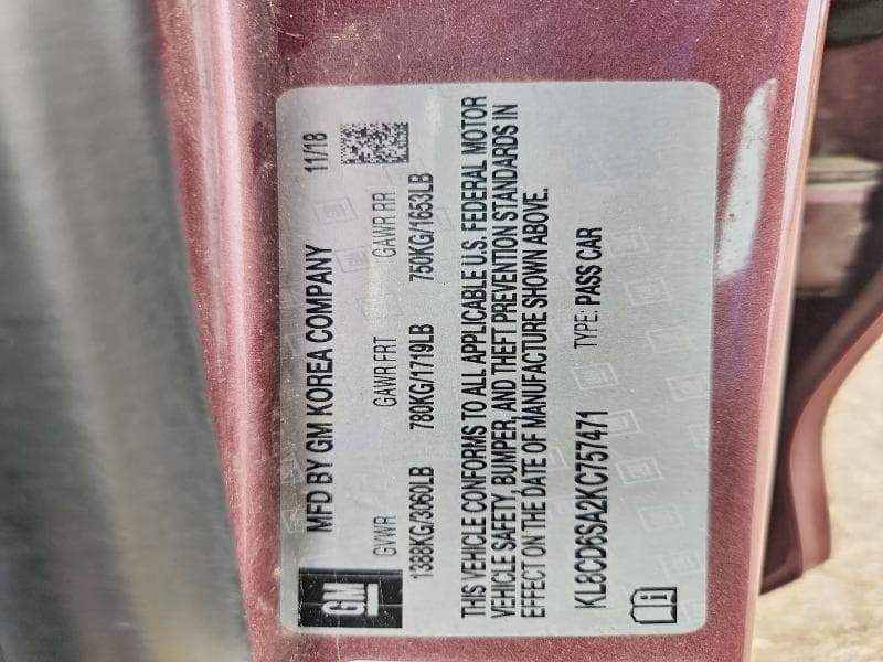2019 CHEVROLET SPARK 1LT 12