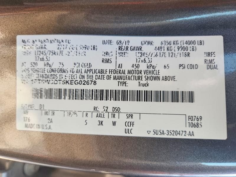2019 FORD F350 SUPER DUTY 12