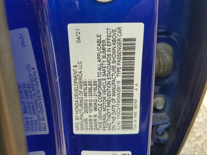 2021 HONDA ACCORD SPORT SE 12
