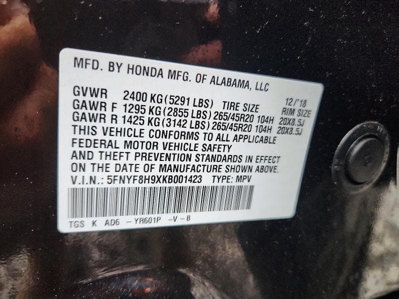 2019 HONDA PASSPORT TOURING 13