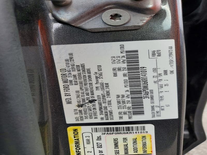 2019 FORD FUSION SEL 12