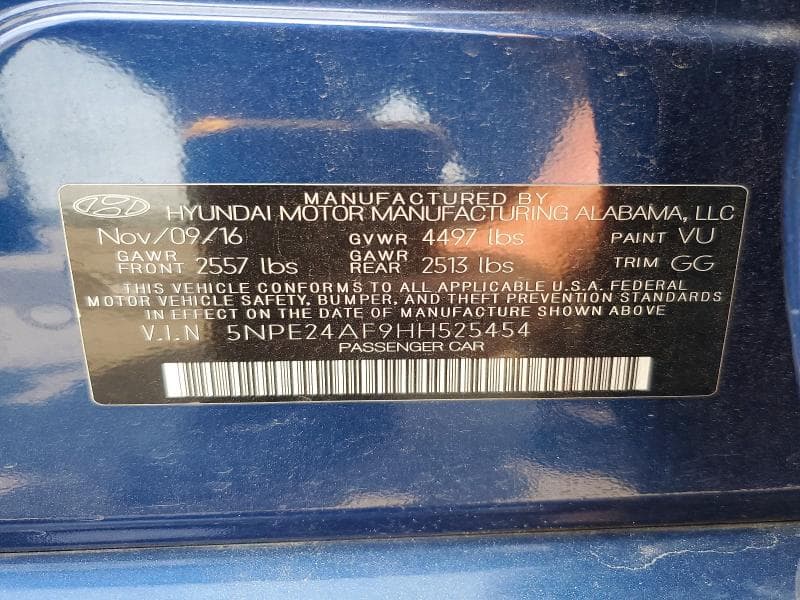 2017 HYUNDAI SONATA SE 12