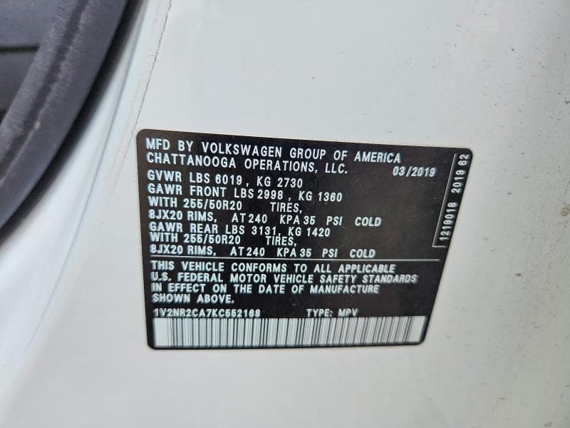 2019 VOLKSWAGEN ATLAS SEL PREMIUM 13