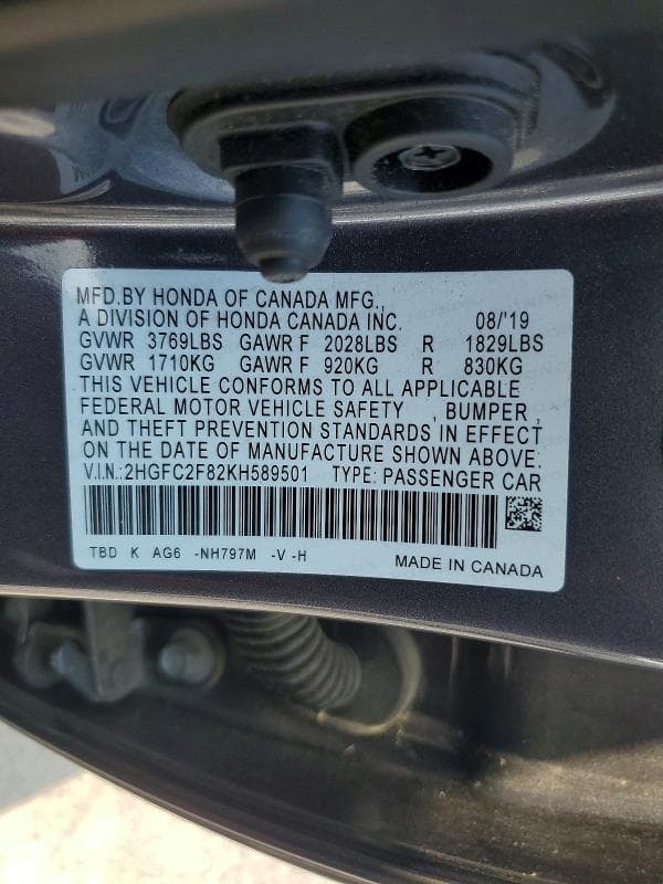 2019 HONDA CIVIC SPORT 12