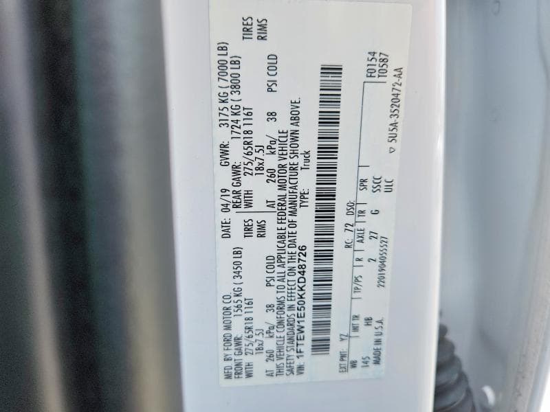 2019 FORD F150 SUPERCREW 12