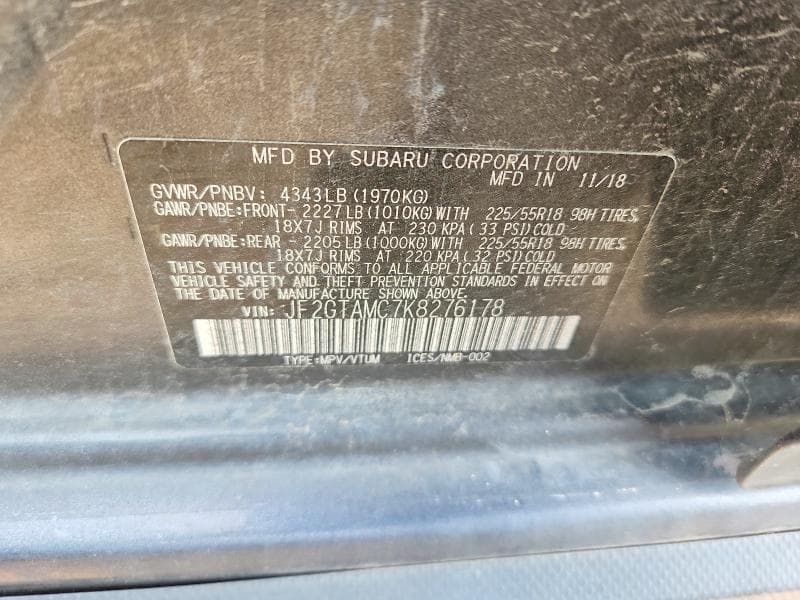 2019 SUBARU CROSSTREK LIMITED 13