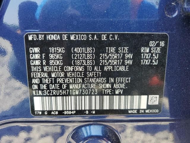 2016 HONDA HR-V EXL 13