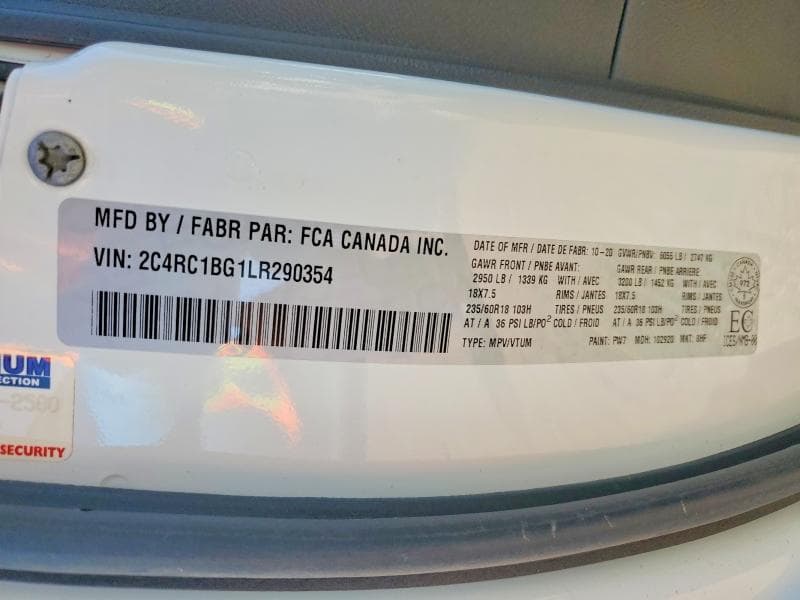 2020 CHRYSLER PACIFICA TOURING L 13