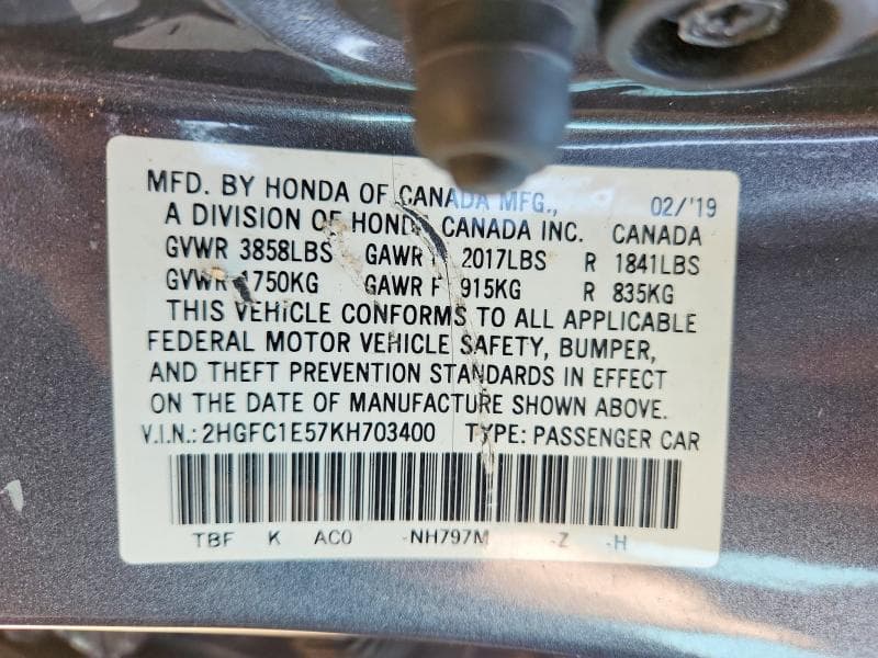 2019 HONDA CIVIC SI 13