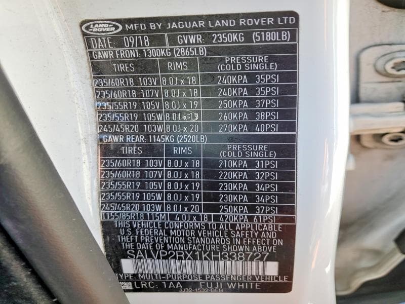 2019 LAND ROVER RANGE ROVER EVOQUE SE 14
