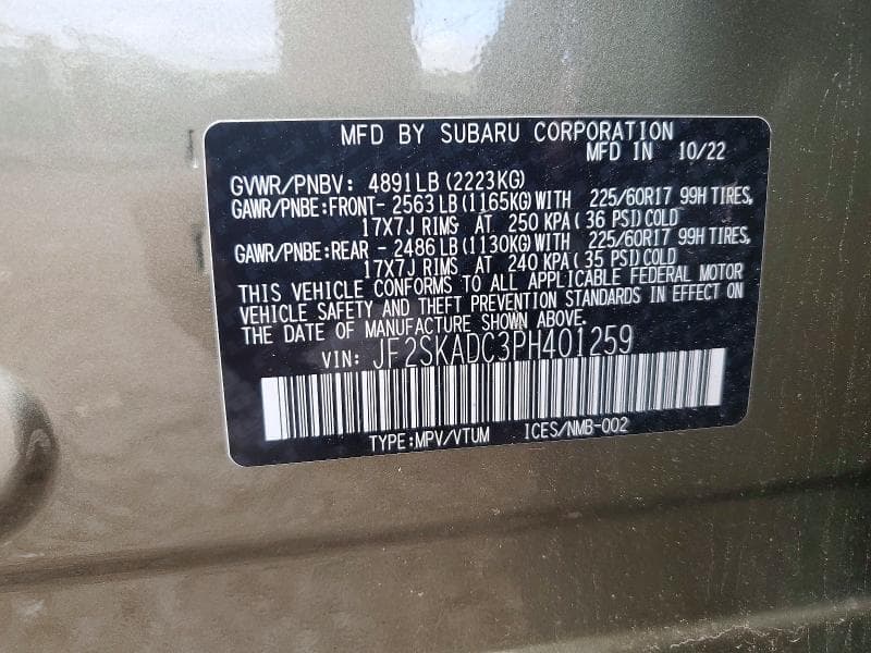 2023 SUBARU FORESTER PREMIUM 14