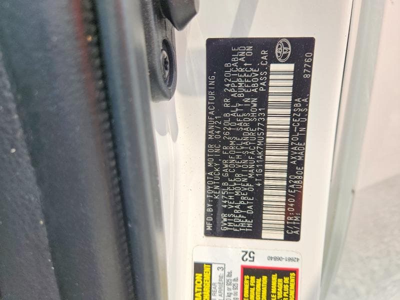 2021 TOYOTA CAMRY SE 12