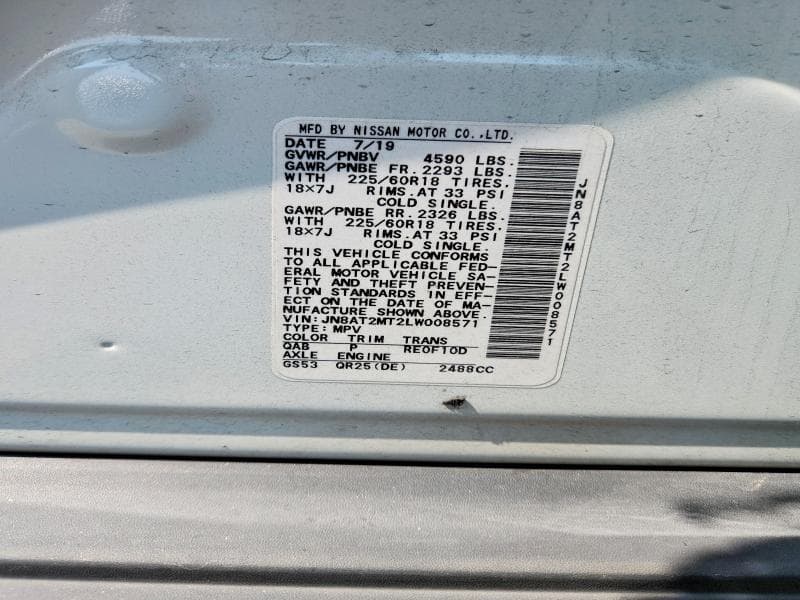 2020 NISSAN ROGUE SV 12