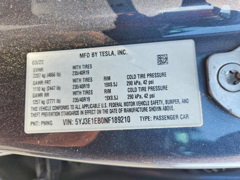 2022 TESLA MODEL 3 12