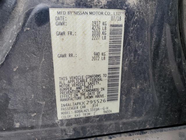 2018 NISSAN ALTIMA 2.5 2.5 12