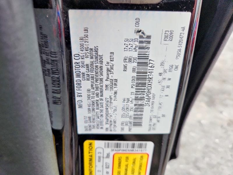 2017 FORD FUSION SE 12