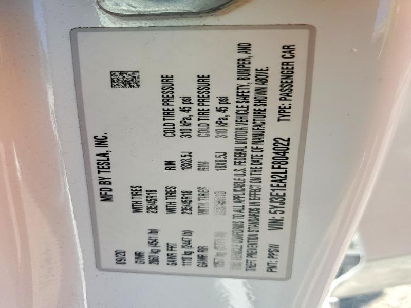 2020 TESLA MODEL 3 12