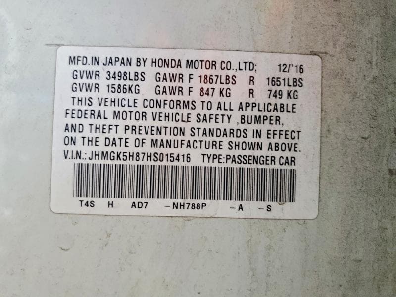 2017 HONDA FIT EX 12