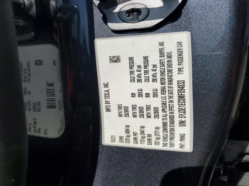 2021 TESLA MODEL 3 12