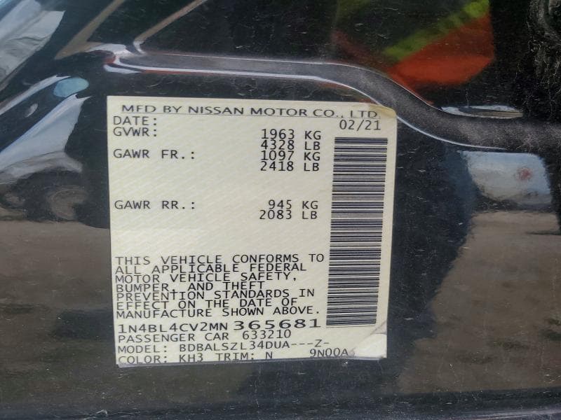 2021 NISSAN ALTIMA SR 12