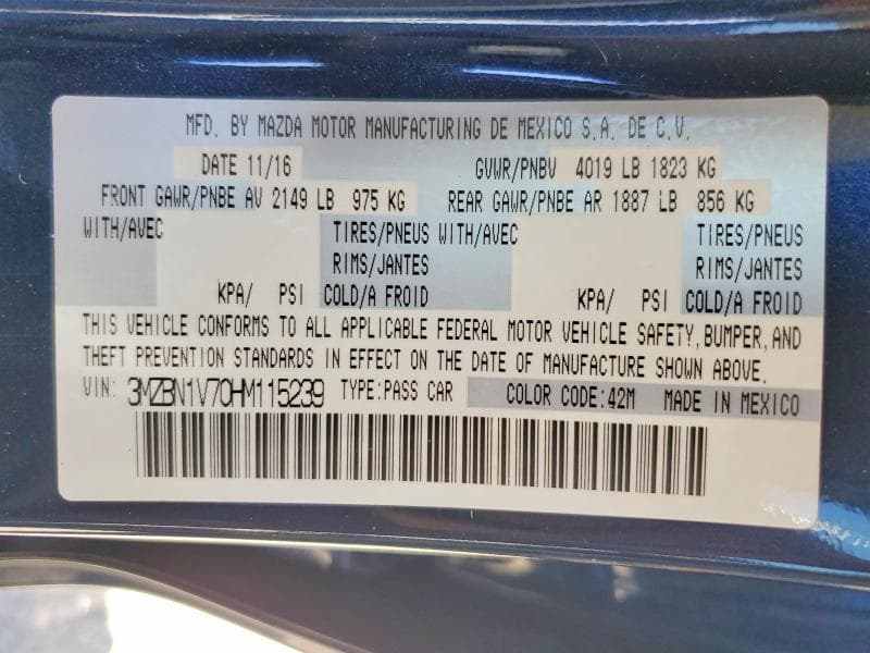 2017 MAZDA 3 TOURING 12
